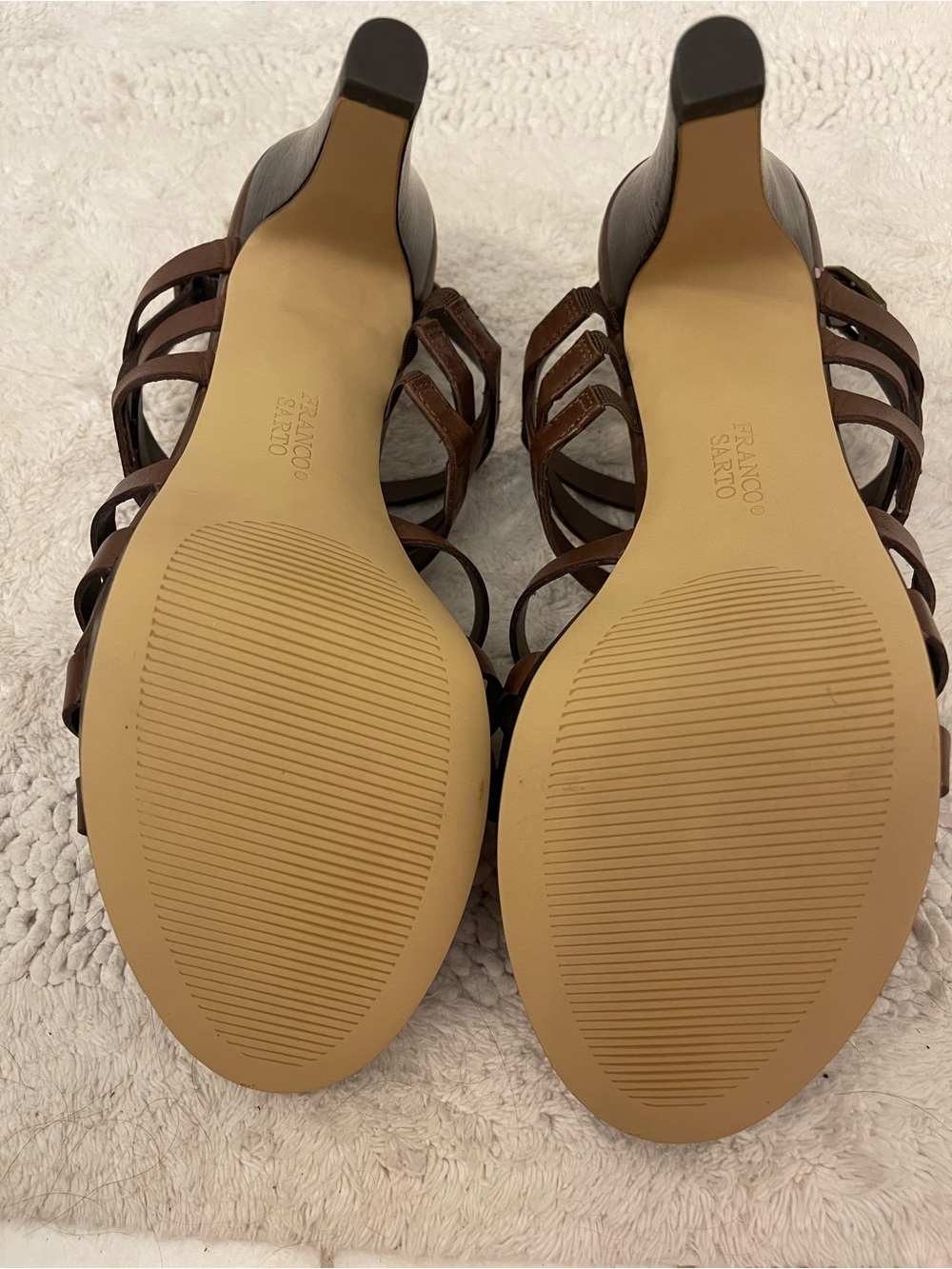 Franco Sarto Martinez Brown Leather High-Heel Sandals Size 9 - Picture 4 of 10